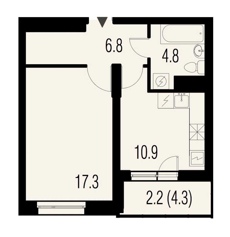 Однокомнатная квартира в : площадь 43.3 м2 , этаж: 18 – купить в Санкт-Петербурге